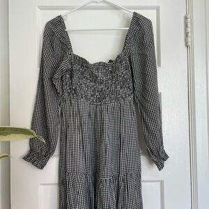 Abercrombie & Fitch Black and White Tiered Sundress with Bishop Sleeves